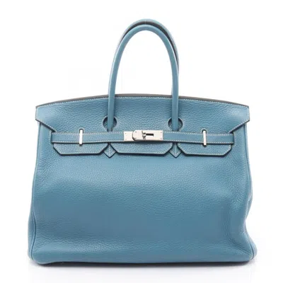 Pre-owned Hermes Blue Blue Jean Leather Handbag ()