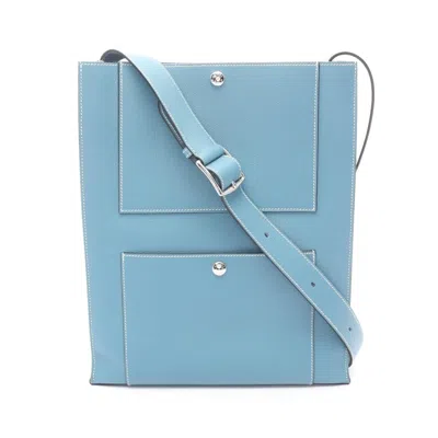 Pre-owned Hermes Blue Blue Jean Leather Handbag Shoulder Bag ()