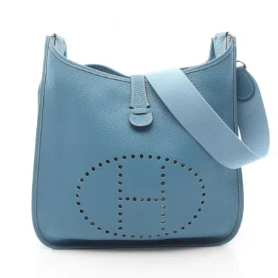 Pre-owned Hermes Blue Blue Jean Taurillon Clemence Leather Handbag Shoulder Bag ()