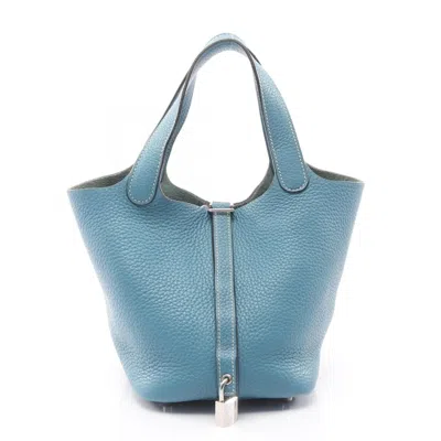 Pre-owned Hermes Blue Blue Jean Taurillon Clemence Leather Leather Handbag ()