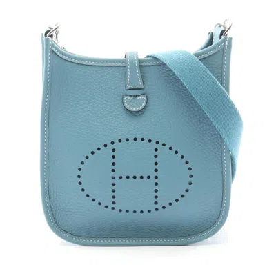 Pre-owned Hermes Blue Blue Jean Taurillon Clemence Leather Shoulder Bag ()