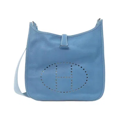 Pre-owned Hermes Blue Blue Jean Taurillon Clemence Leather Shoulder Bag () In Blue, Blue Jean