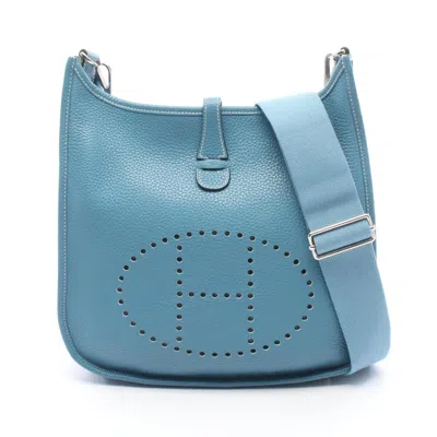 Pre-owned Hermes Blue Blue Jean Taurillon Clemence Leather Shoulder Bag () In Blue, Blue Jean
