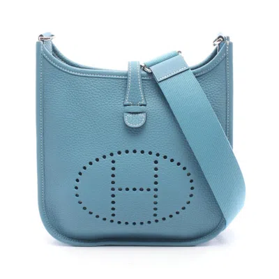 Pre-owned Hermes Blue Blue Jean Taurillon Clemence Leather Shoulder Bag () In Blue, Blue Jean