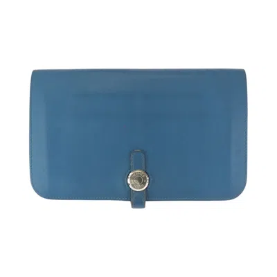 Pre-owned Hermes Blue Blue Jean Togo Leather Wallet (bi-fold) ()