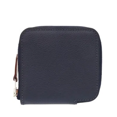 Pre-owned Hermes Blue Blue Nuit Epsom Leather Coin Purse/coin Case () In Blue, Blue Nuit