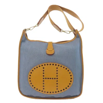 Pre-owned Hermes Blue Brown Denim Leather Shoulder Bag () In Multi