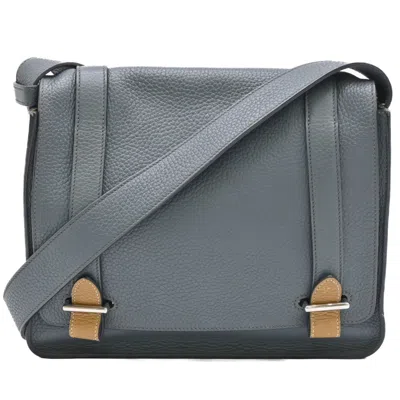 Pre-owned Hermes Blue Brown Kraft Taurillon Clemence Leather Shoulder Bag ()