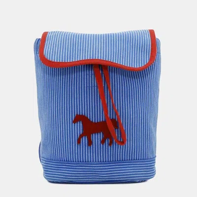Pre-owned Hermes Horse Backpack Blue Canvas