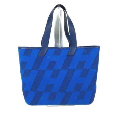 Pre-owned Hermes Blue Canvas Leather Handbag Shoulder Bag Tote Bag ()