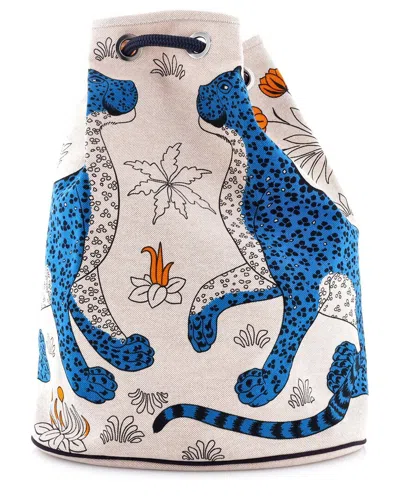 Pre-owned Hermes Hermès Blue Canvas Sac Marin Rucksack Backpack Printed Toile (authentic Pre-  Loved)