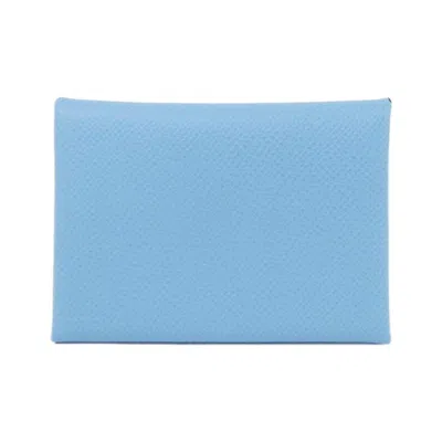 Pre-owned Hermes Blue Celeste Epsom Leather Coin Purse/coin Case () In Blue, Celeste