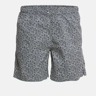 Pre-owned Hermes Blue Chain Print Nylon Swim Shorts L