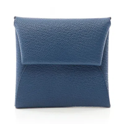 Pre-owned Hermes Blue Chevre Leather Coin Purse/coin Case ()