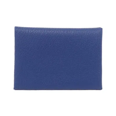 Pre-owned Hermes Blue Chevre Leather Coin Purse/coin Case ()