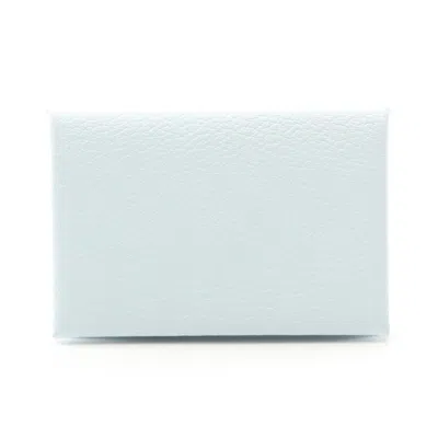 Pre-owned Hermes Blue Chevre Leather Coin Purse/coin Case ()