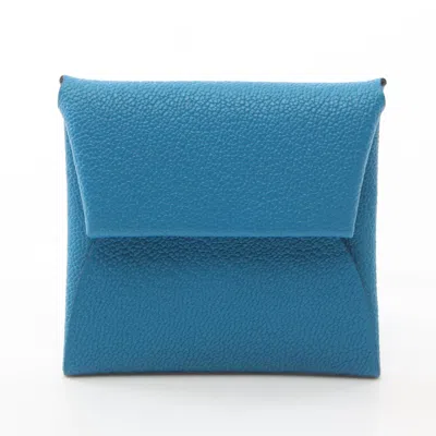 Pre-owned Hermes Blue Chevre Leather Coin Purse/coin Case ()