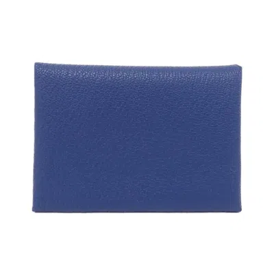 Pre-owned Hermes Blue Chevre Leather Coin Purse/coin Case ()