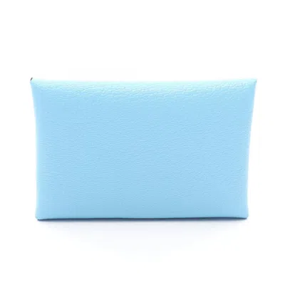 Pre-owned Hermes Blue Chevre Leather Coin Purse/coin Case ()