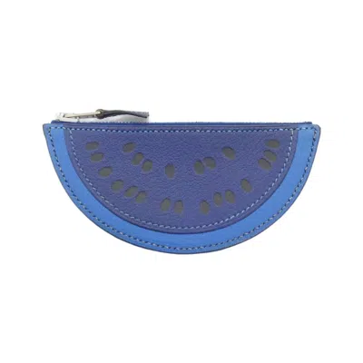 Pre-owned Hermes Blue Chevre Leather Coin Purse/coin Case ()