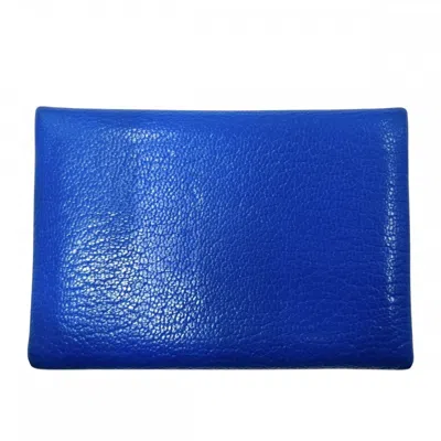 Pre-owned Hermes Blue Chevre Leather Coin Purse/coin Case ()
