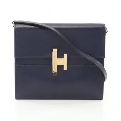 Pre-owned Hermes Blue Chevre Leather Shoulder Bag ()