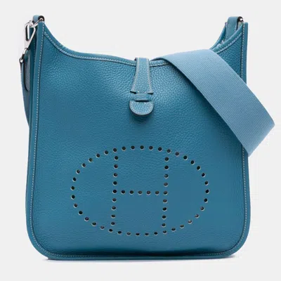 Pre-owned Hermes Blue Clemence Evelyne I 29