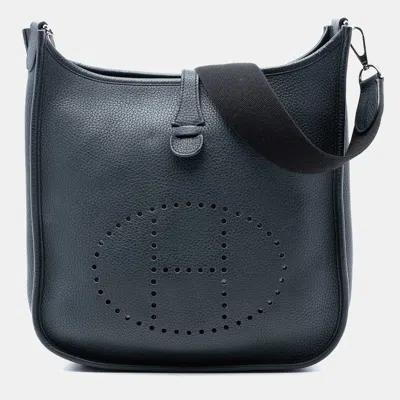 Pre-owned Hermes Blue Clemence Evelyne Iii 29