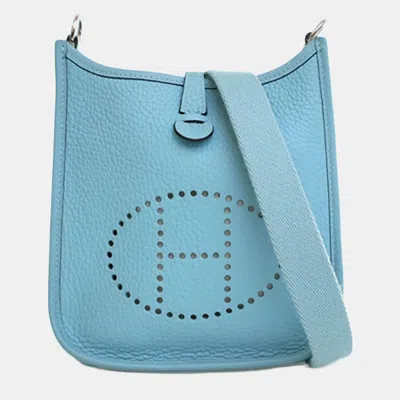 Pre-owned Hermes Blue Clemence Evelyne Tpm 16