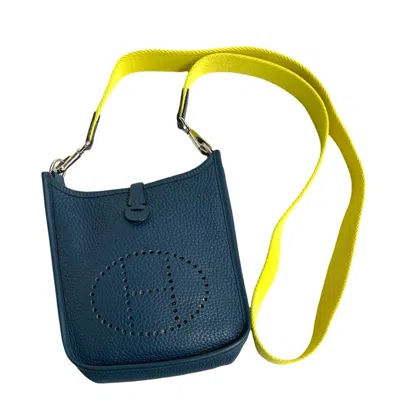 Pre-owned Hermes Blue Colvert Taurillon Clemence Leather Leather Shoulder Bag ()