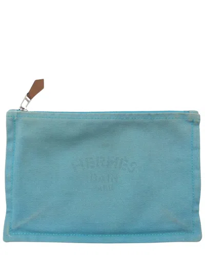 Pre-owned Hermes Hermès Blue Cotton Pouch (authentic Pre-loved)