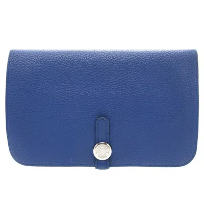 Pre-owned Hermes Blue Electric Togo Leather Middle Wallet (bi-fold) ()