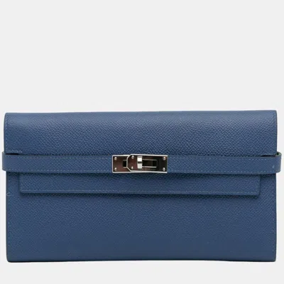 Pre-owned Hermes Blue Epsom Classic Kelly Wallet