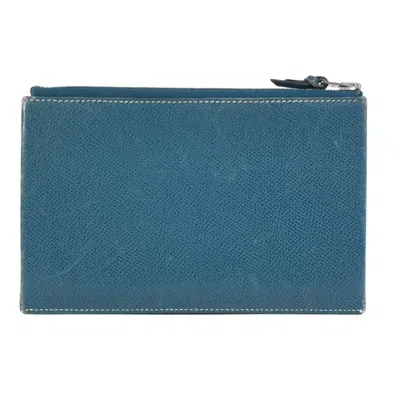 Pre-owned Hermes Blue Epsom Leather Clutch Bag Pouch ()