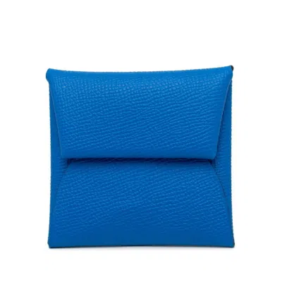 Pre-owned Hermes Blue Epsom Leather Coin Purse/coin Case ()