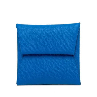 Pre-owned Hermes Blue Epsom Leather Coin Purse/coin Case ()