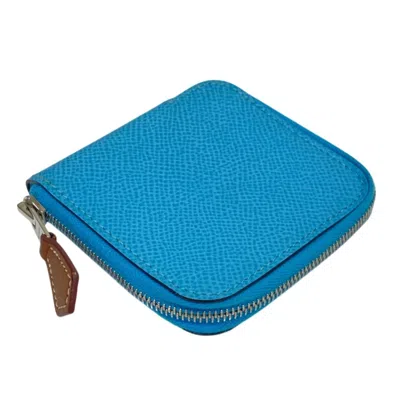 Pre-owned Hermes Blue Epsom Leather Coin Purse/coin Case ()