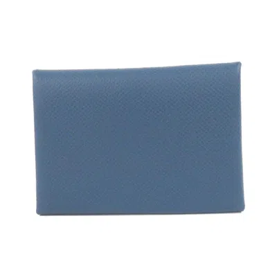 Pre-owned Hermes Blue Epsom Leather Coin Purse/coin Case ()