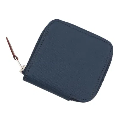 Pre-owned Hermes Blue Epsom Leather Coin Purse/coin Case ()