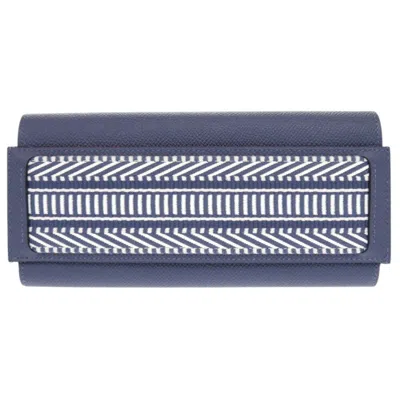 Pre-owned Hermes Blue Epsom Leather Long Wallet (bi-fold) ()