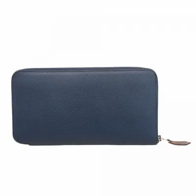 Pre-owned Hermes Blue Epsom Leather Long Wallet (bi-fold) ()
