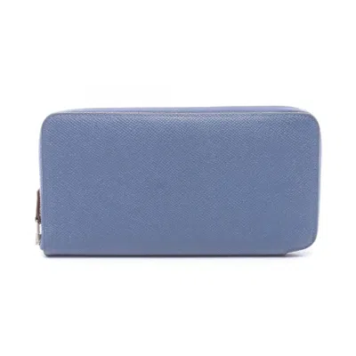 Pre-owned Hermes Blue Epsom Leather Long Wallet (bi-fold) ()