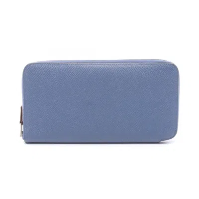 Pre-owned Hermes Blue Epsom Leather Long Wallet (bi-fold) ()