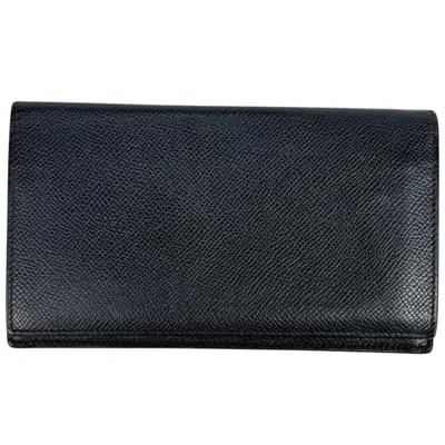 Pre-owned Hermes Blue Epsom Leather Long Wallet (bi-fold) ()