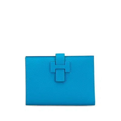 Pre-owned Hermes Blue Epsom Leather Wallet (bi-fold) ()