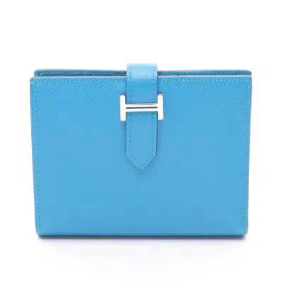 Pre-owned Hermes Blue Epsom Leather Wallet (bi-fold) ()