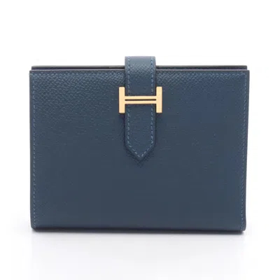 Pre-owned Hermes Blue Epsom Leather Wallet (bi-fold) ()