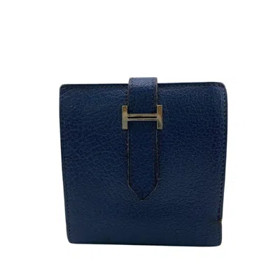 Pre-owned Hermes Blue Epsom Leather Wallet (tri-fold) ()