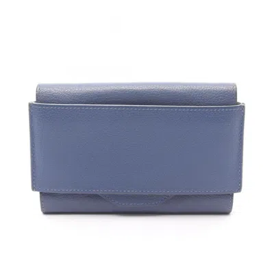 Pre-owned Hermes Blue Evercalf Leather Wallet (bi-fold) ()