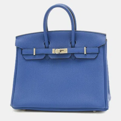 Pre-owned Hermes Blue France Togo Z Stamp Birkin Handbag